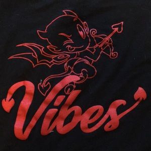 black long sleeve shirt with devil graphic